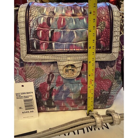 Brahmin Margo Lavender Blossoming Leather Shoulder Bag With Floral Design Multi- - Picture 4 of 4